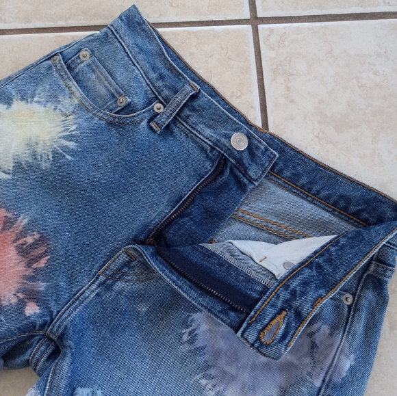 John Elliott High Waist Cut Off Shorts Japanese Denim Shibori Bloom 24 - Picture 5 of 13